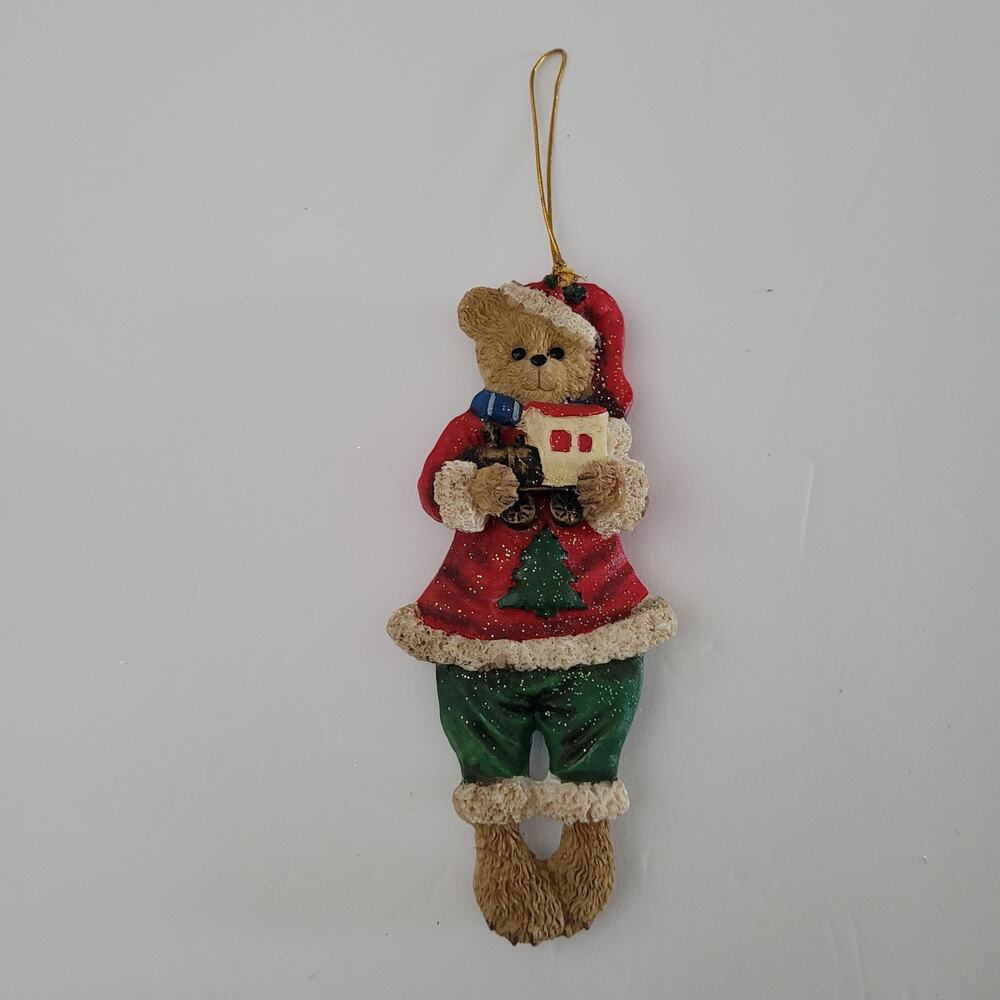 Santa Bear with Train Christmas Ornament, 6 x 3 Inches